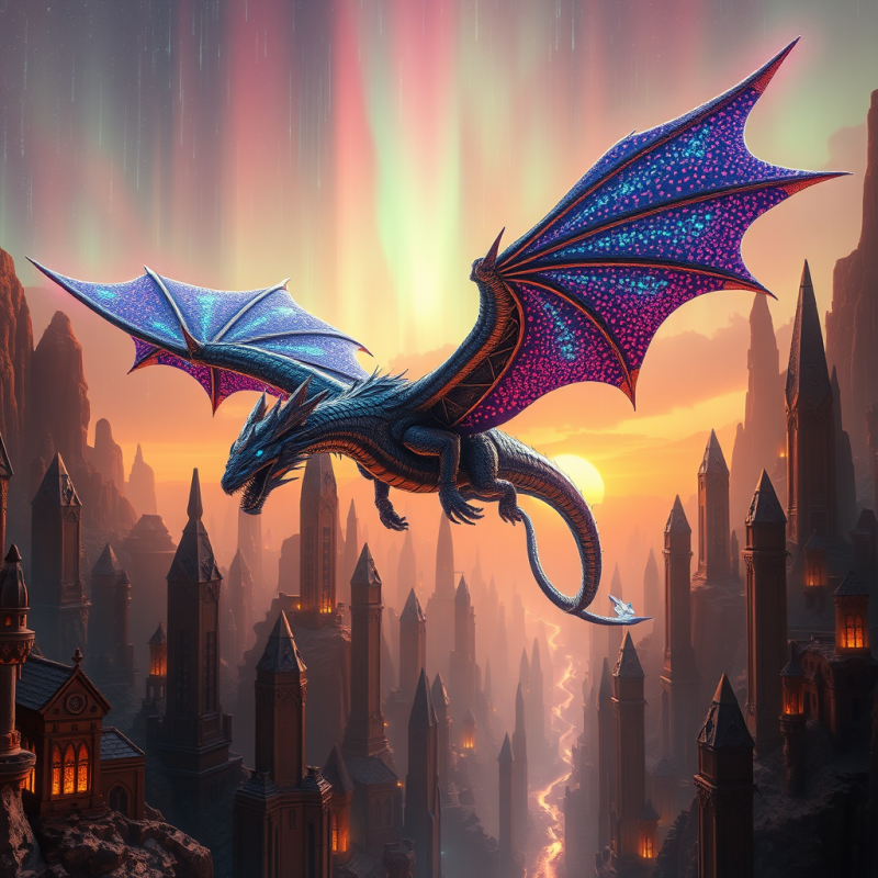 Colossal Biomechanical Dragon with Armored Scales Pulsi...