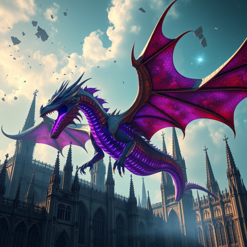 Colossal Biomechanical Dragon with Copper-plated Scales...