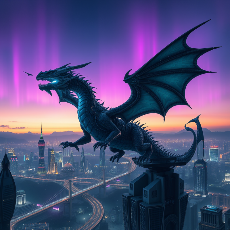 Colossal Biomechanical Dragon with Crystalline Scales A...