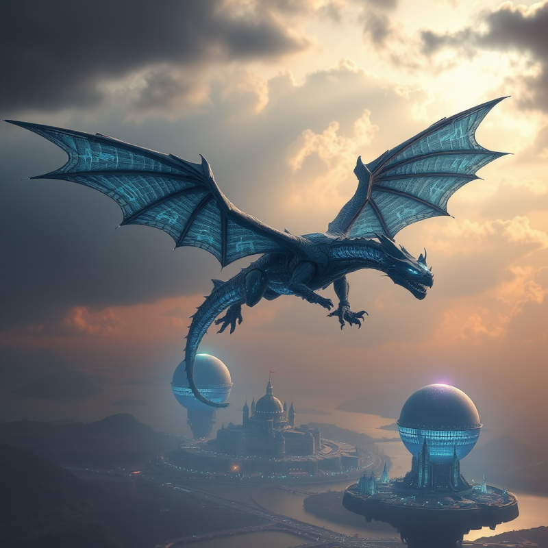 Colossal Biomechanical Dragon with Crystalline Scales A...