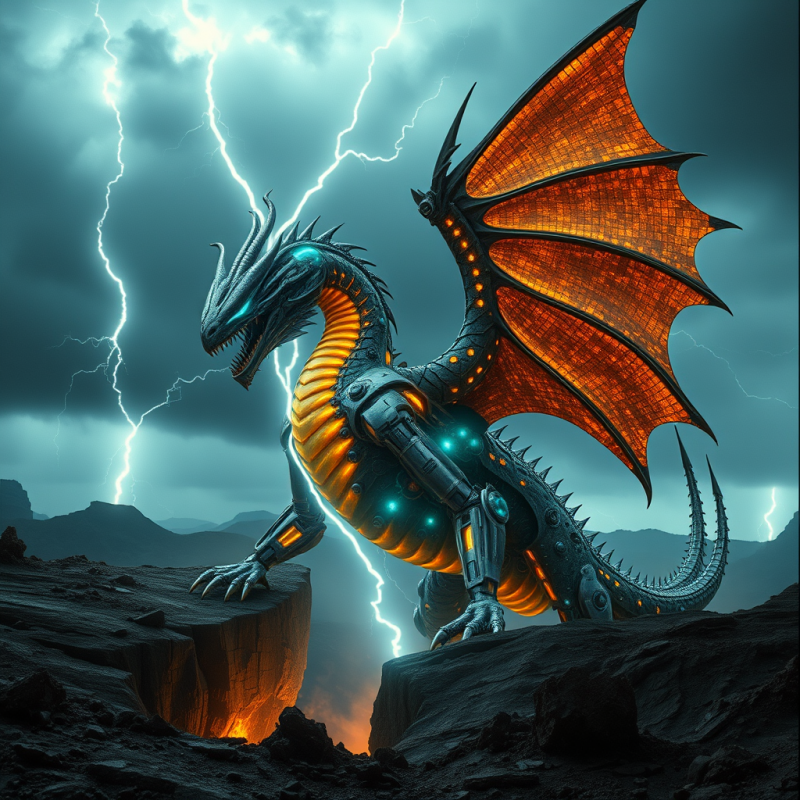 Colossal Biomechanical Leviathan—half Dragon