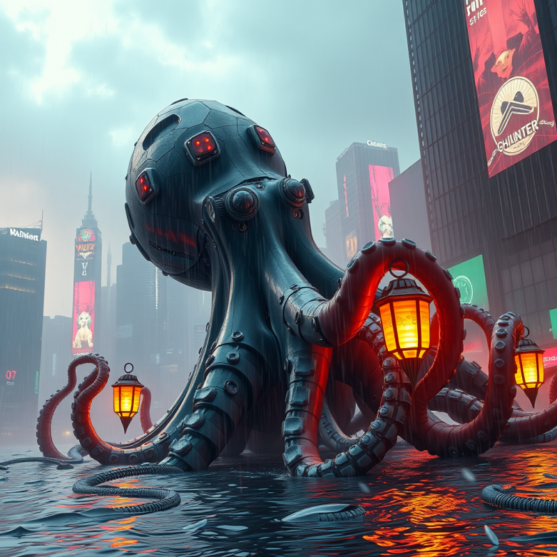 Colossal Biomechanical Octopus with Crystalline Limbs A...