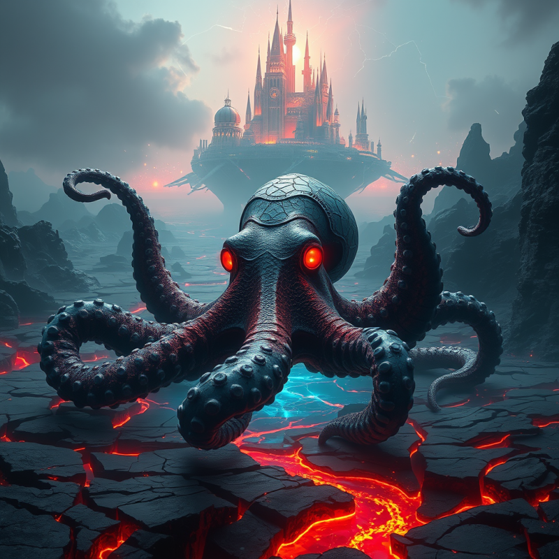 Colossal Biomechanical Octopus with Iridescent Armored ...