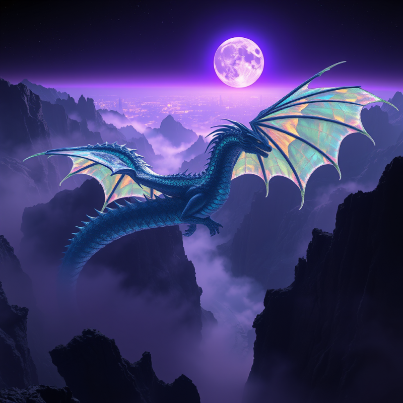 Colossal Crystalline Dragon with Bioluminescent Scales ...