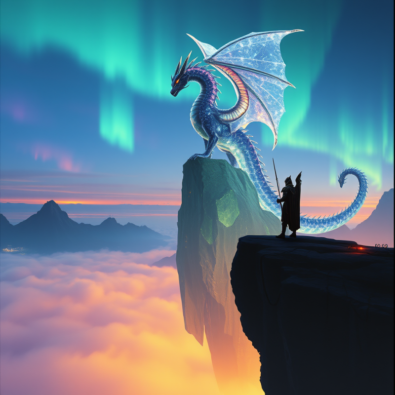 Colossal Crystalline Dragon with Bioluminescent Scales ...