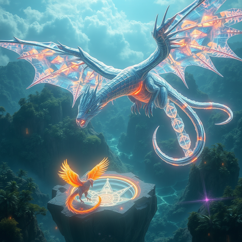 Colossal Crystalline Dragon with Iridescent Scales and ...