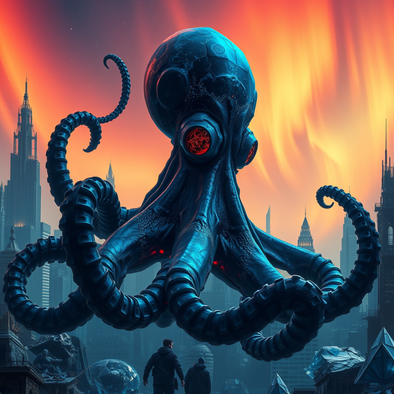 Colossal, Glowing-eyed Octopus Looms Over a