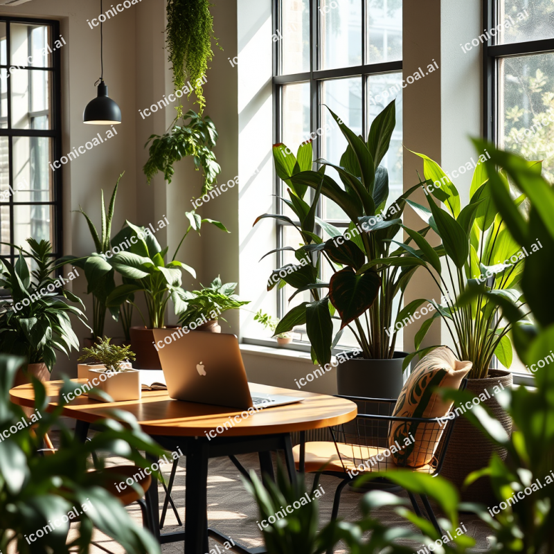 Contemporary Co-working Space With Plants And Natural Lig...