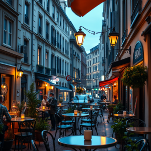 Cozy Cafe Terrace In European Old Town Authentic