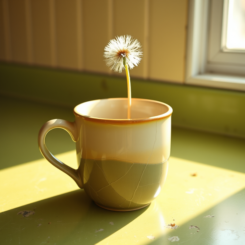 Cracked 1960s Ceramic Coffee Mug