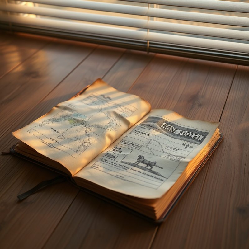 Cracked Leather-bound 1950s Travel Journal Resting on A...