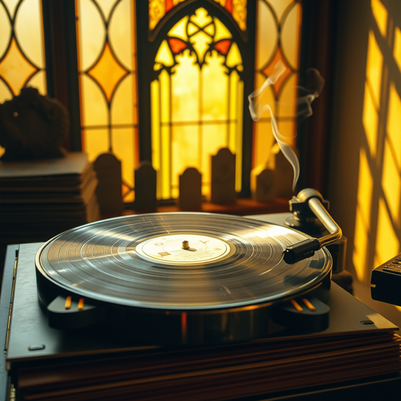 Cracked Vinyl Record Spinning on a 1960s Chrome Record ...