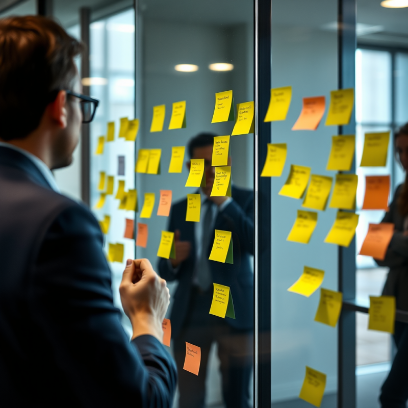 Creative Professional Brainstorming with Sticky Notes on ...