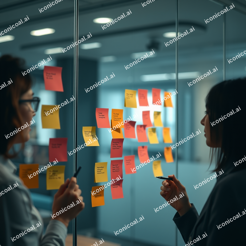 Creative Professional Brainstorming With Sticky Notes On ...