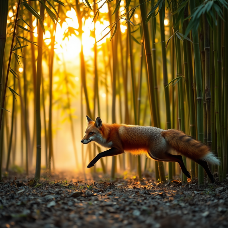 Crimson Fox with Iridescent Silver-tipped Fur Darts Thr...