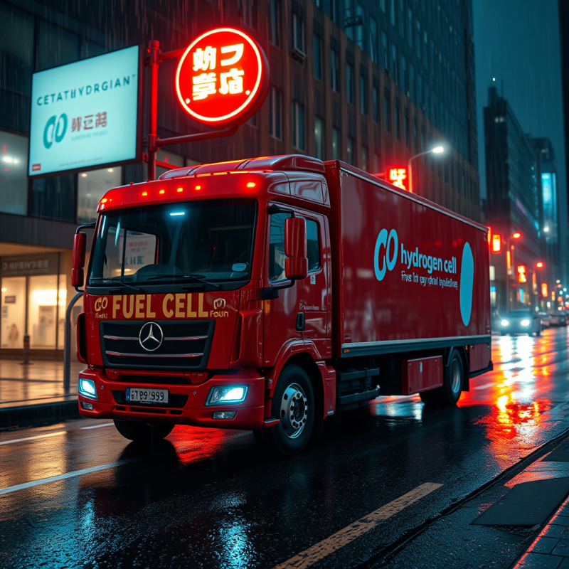 Crimson Hydrogen Fuel Cell Delivery Truck Glides Silent...
