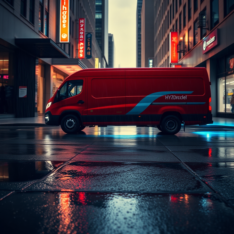 Crimson Hydrogen Fuel Cell Delivery Van Glides Silently...