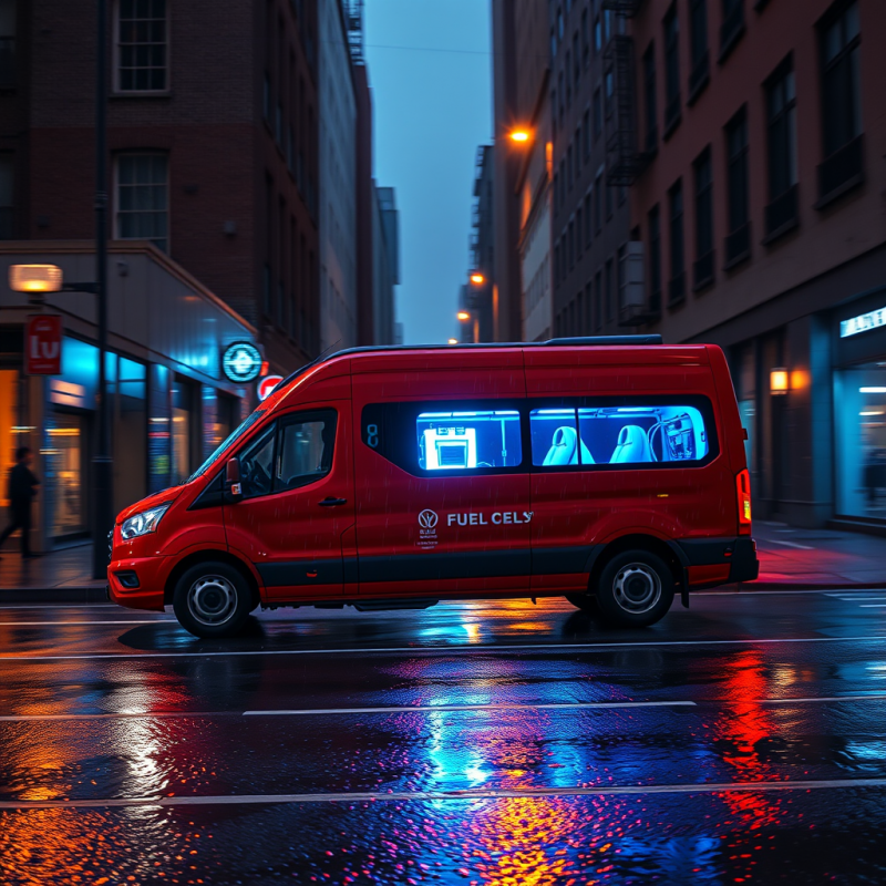 Crimson Hydrogen Fuel Cell Delivery Van Gliding Silentl...