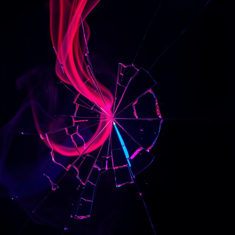 Crimson Neon Tendrils Of Vapor Curl Through A Fractured P...
