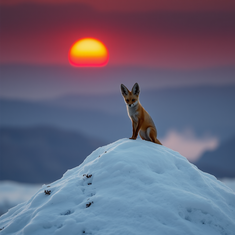 Crimson-tinged Dawn Illuminates a Lone