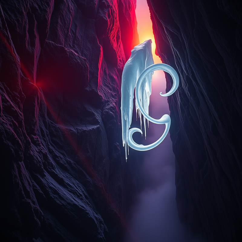 Crimson-tinged Dawn Spills Through A Crack In The Ancient