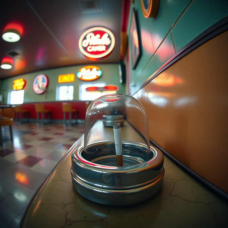 Crookedly Tilted 1950s Diner Booth Corner