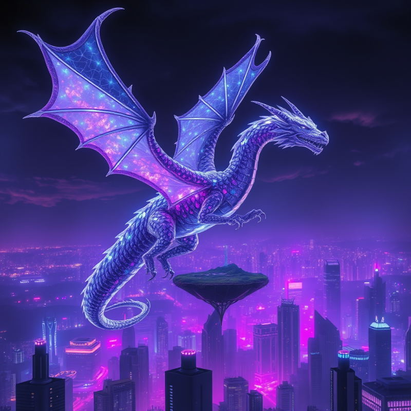 Crystalline Dragon with Iridescent Scales Pulses with I...