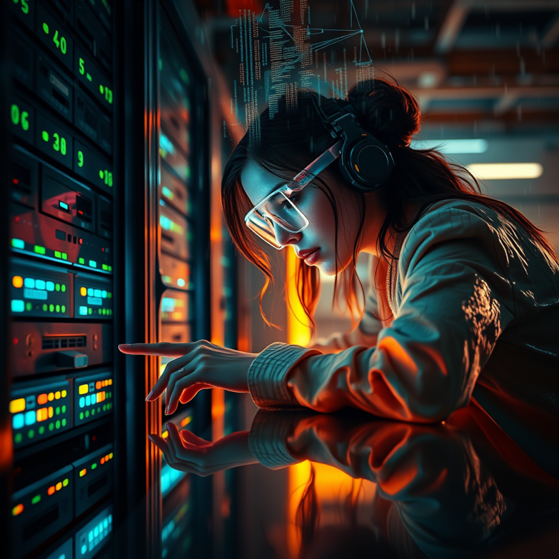 Cyberpunk-inspired Data Analyst Wearing Translucent Ar ...