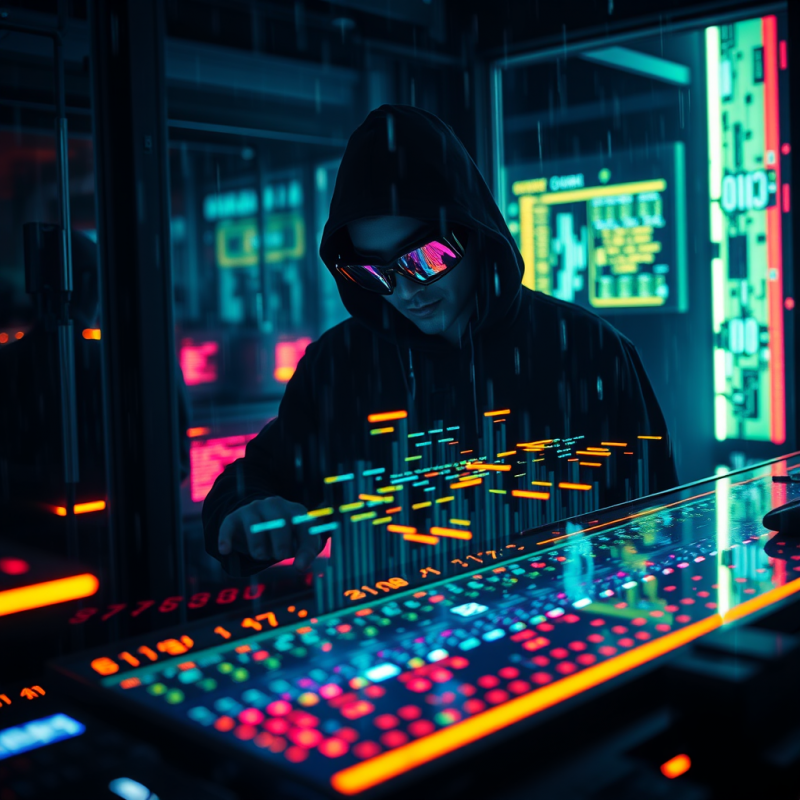 Cyberpunk Neon-drenched Tech Lab at Midnight