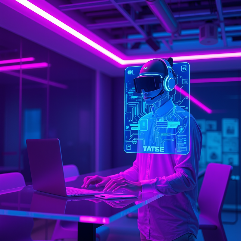 Cyberpunk-style Ai Assistant Hologram Floats Mid-air Ab...