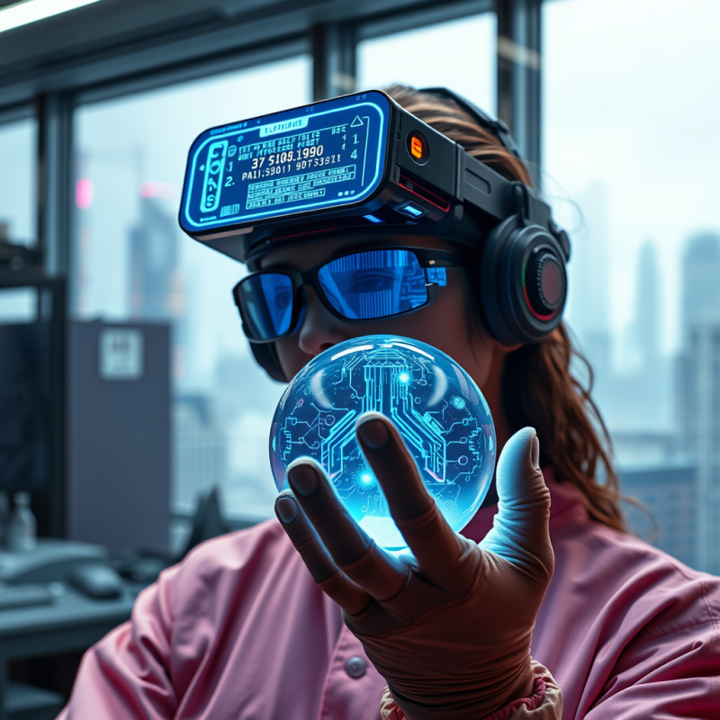 Cyberpunk-style Tech Worker in a Neon-drenched Lab