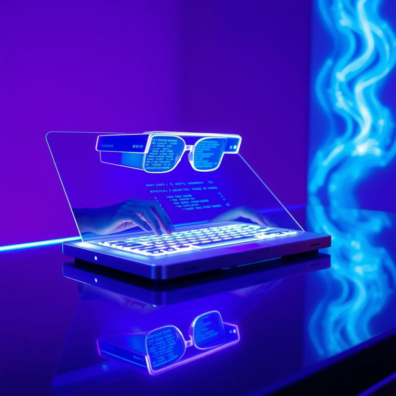 Cyberpunk-themed Scene Featuring a Person Typing on