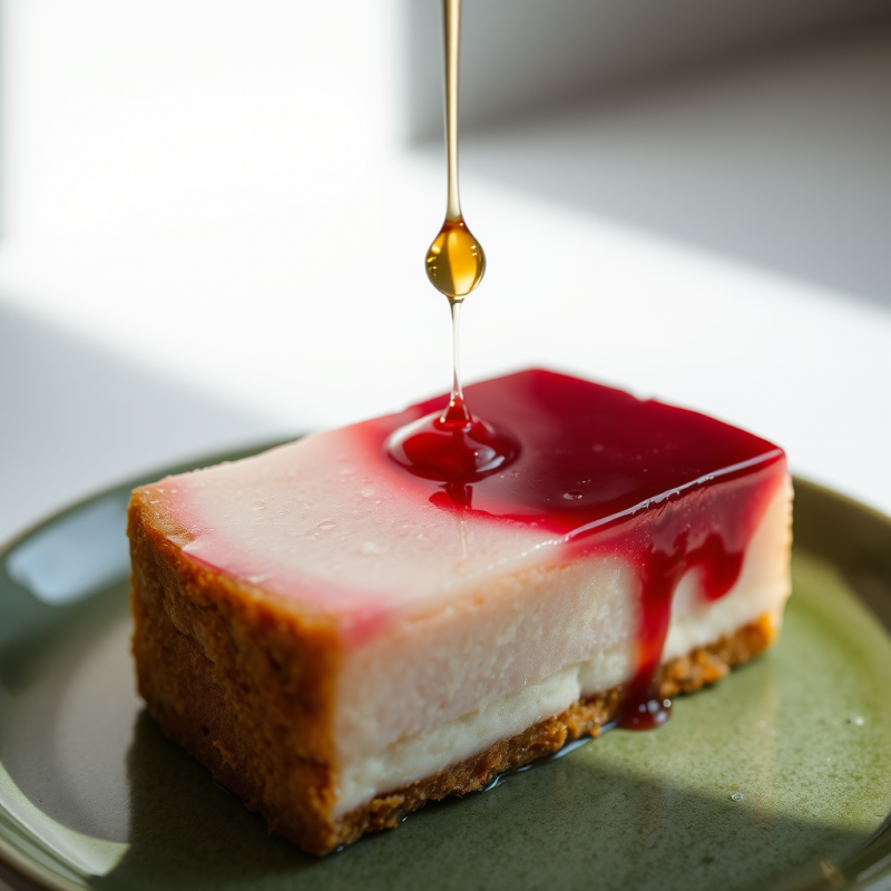 Decadent Slice of Cheesecake with a Glossy Red Berry