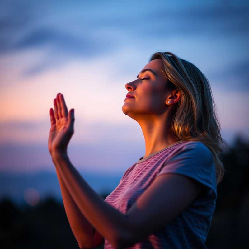Deep Breathing Exercise Person with Eyes Closed Peaceful