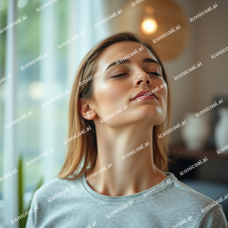 Deep Breathing Exercise Person With Eyes Closed Peaceful