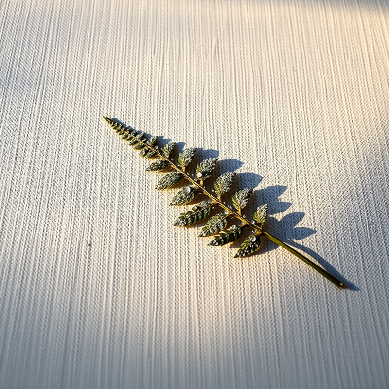 Delicate Fern Leaf Dusted with Frost Rests on a