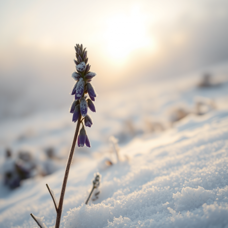 Delicate Purple Flower Stands Resiliently in Fresh
