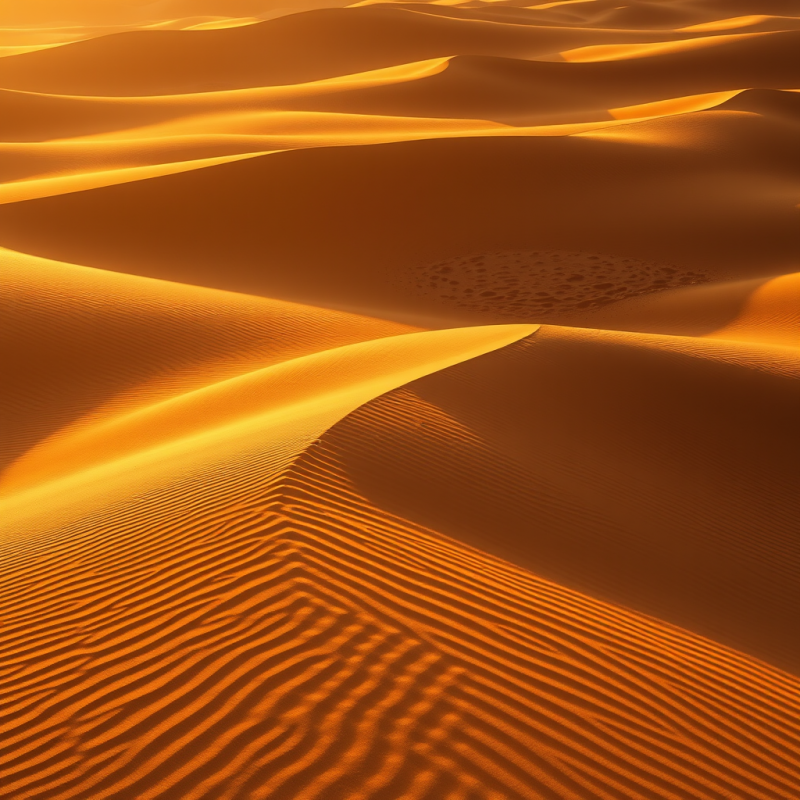 Desert Sand Dunes with Dramatic Shadows Golden Hour
