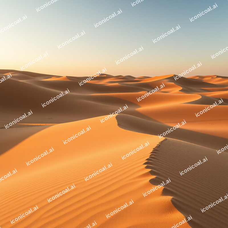 Desert Sand Dunes With Dramatic Shadows Golden Hour