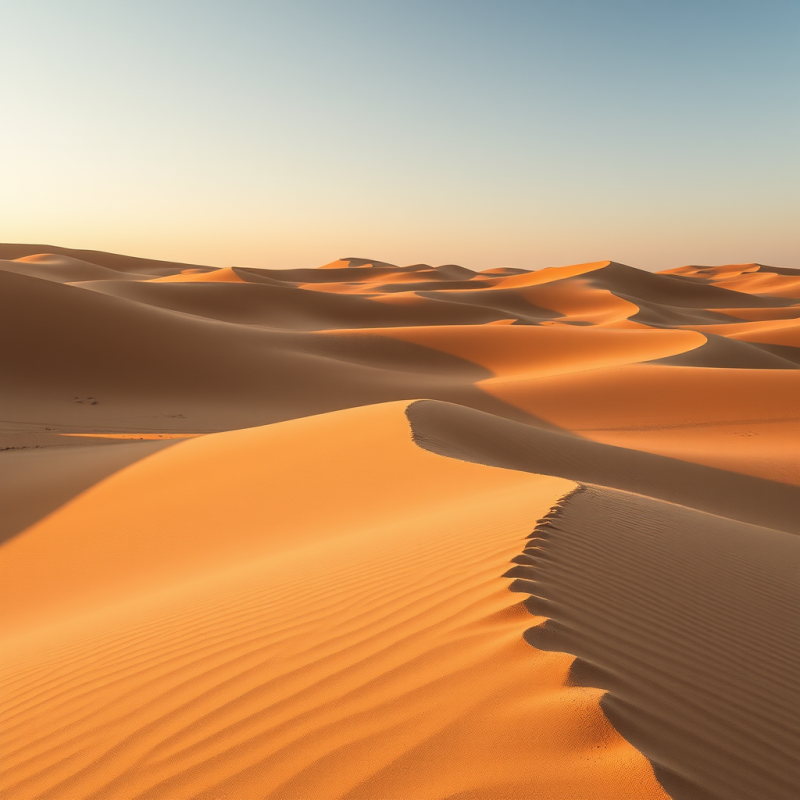 Desert Sand Dunes with Dramatic Shadows Golden Hour