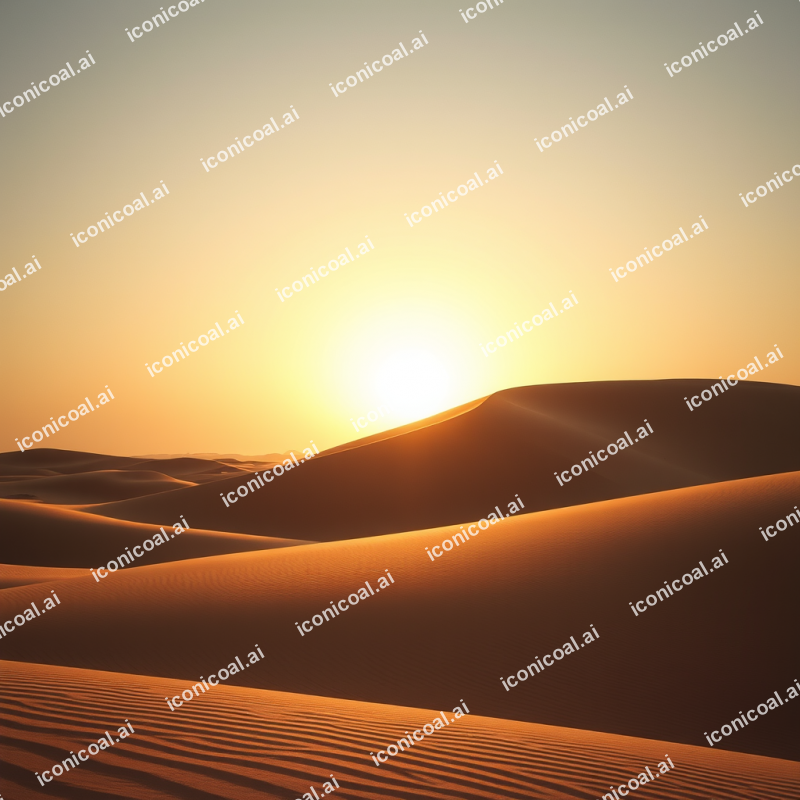 Desert Sand Dunes With Dramatic Shadows Golden Hour
