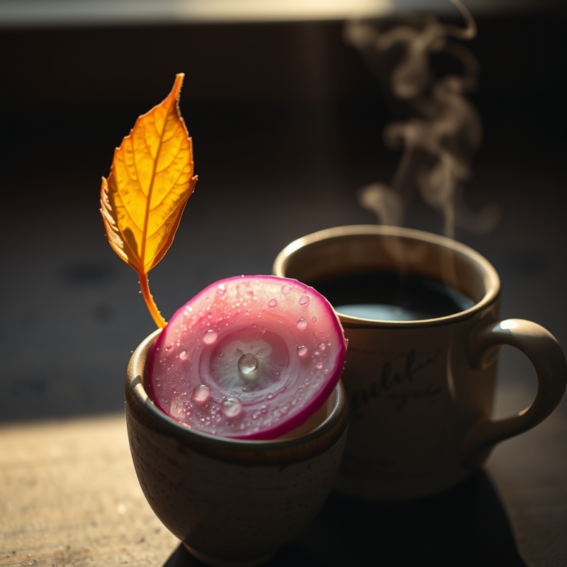 Dew-kissed Radish Slice Glistening Under Morning Sun