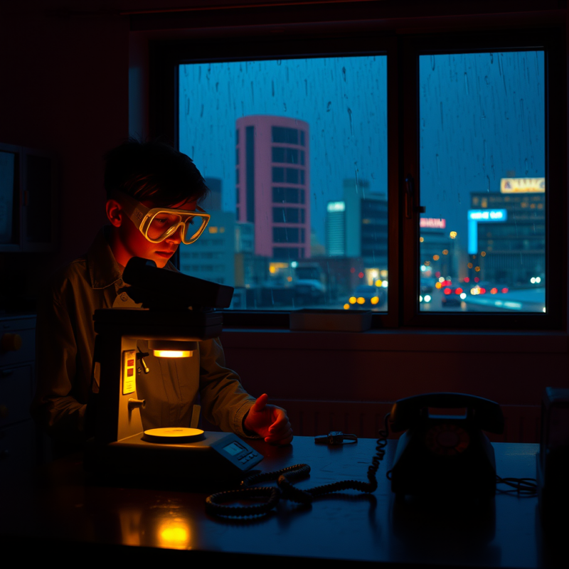 Dimly Lit High School Science Lab at Twilight