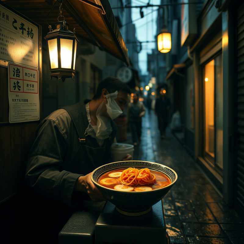 Dimly Lit Tokyo Alleyway at Dusk