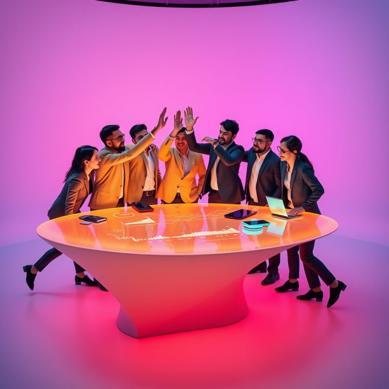 Diverse Group of Young Entrepreneurs in Neon-green and ...