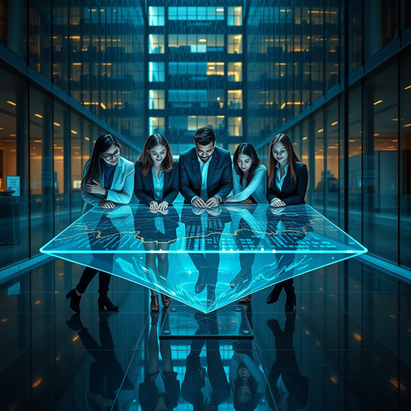 Diverse Team of Five Professionals in a Rain-slicked Ur...