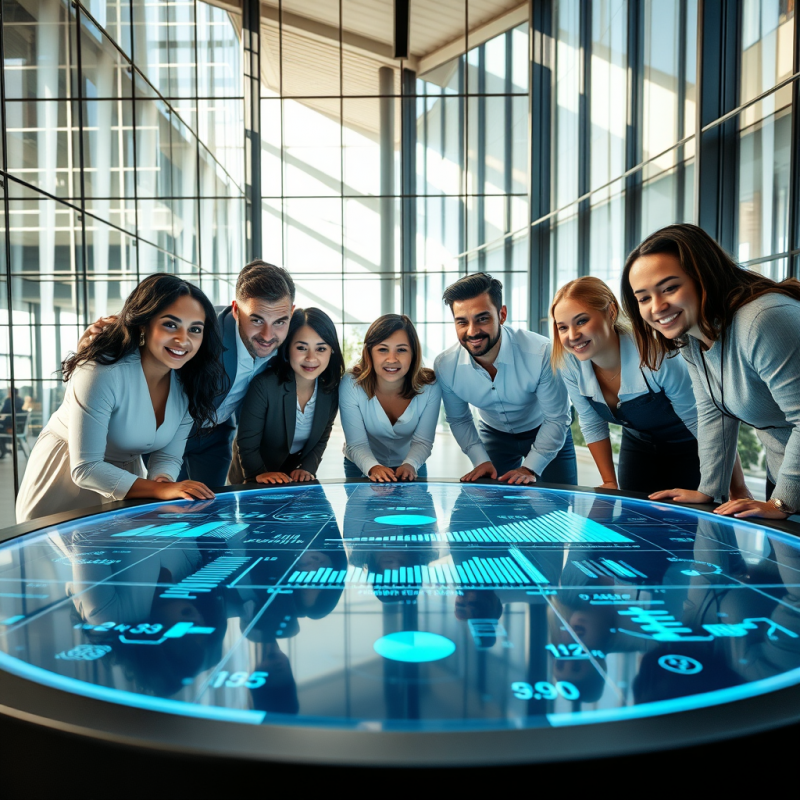 Diverse Team of Four Professionals in a High-ceilinged