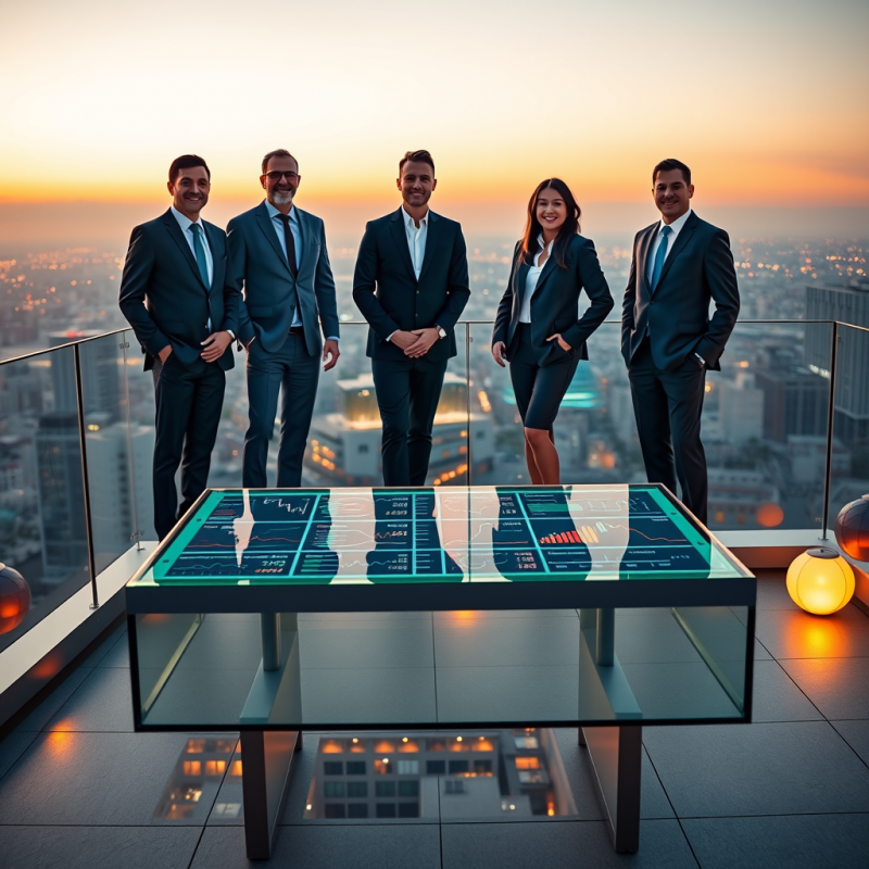 Diverse Team of Four Professionals in Sleek