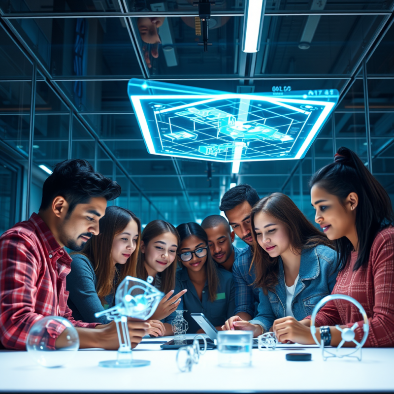 Diverse Tech Startup Team Huddled Under Neon-lit Transl...