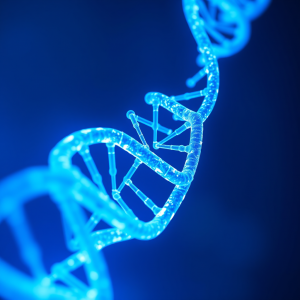 Dna Helix Structure Glowing Blue Biotechnology Visualization